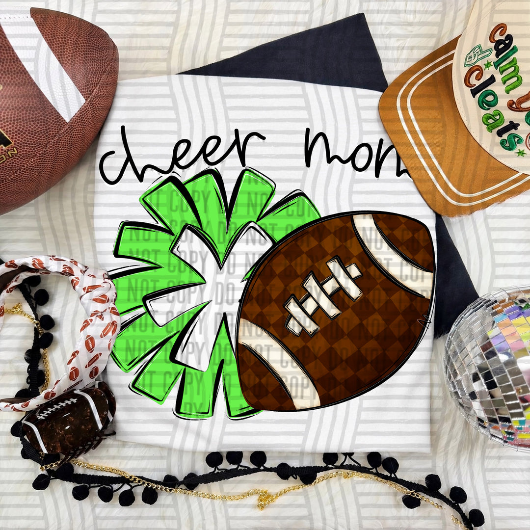 Cheer Mom DTF transfer in Lime & White