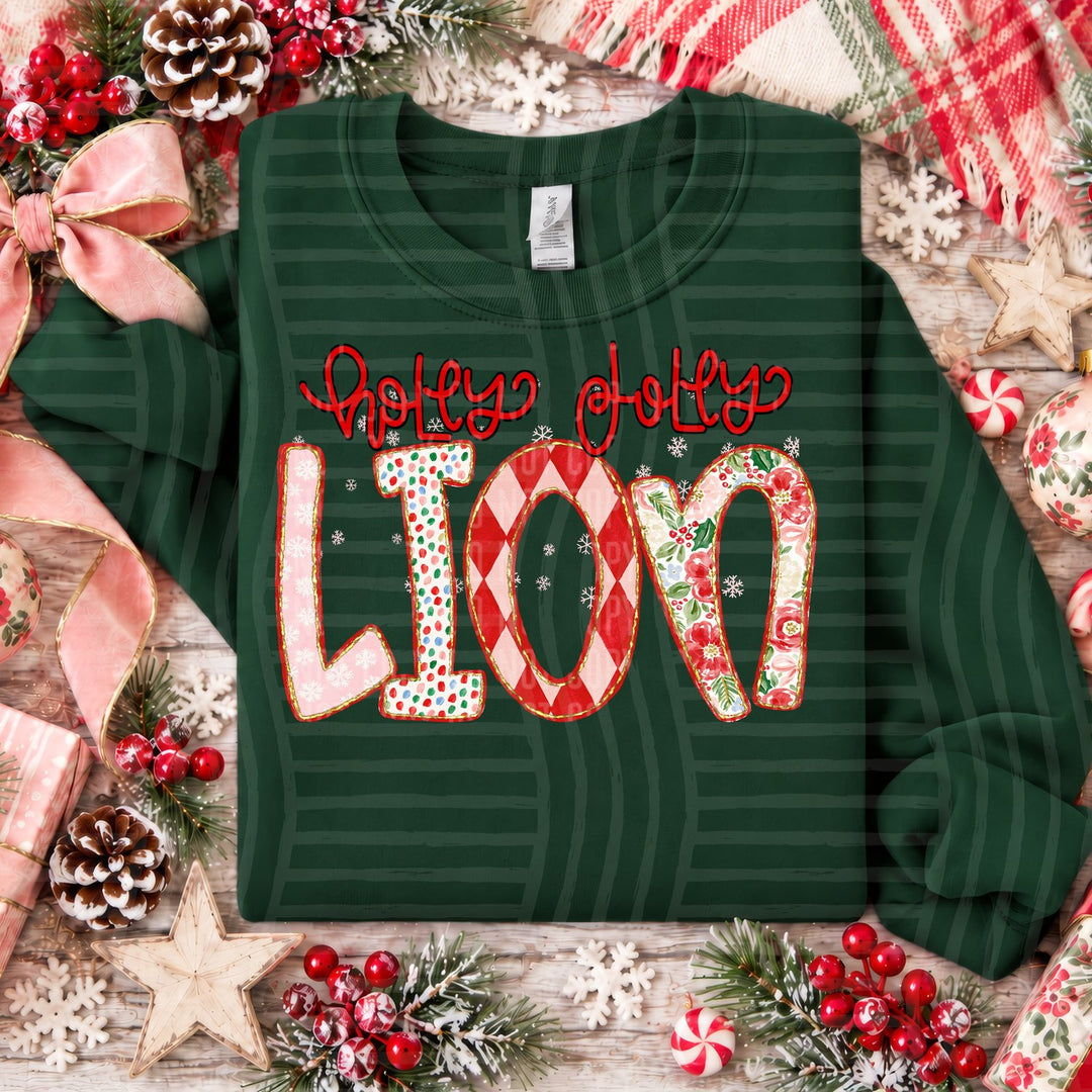Lion Holly Jolly Confetti Mascots DTF transfer