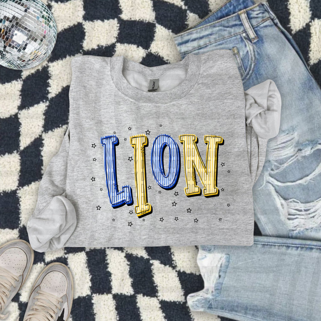 Lion Seersucker Chic Two Color Mascots DTF transfer
