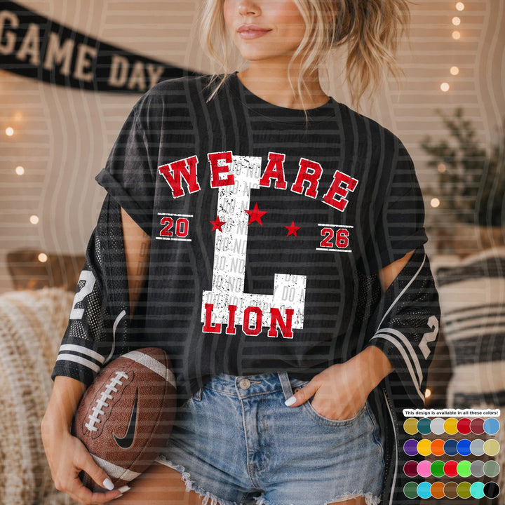 Lion Varsity Initials White Outline Mascots DTF transfer