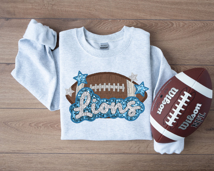 LIONS FOOTBALL FAUX APPLIQUE