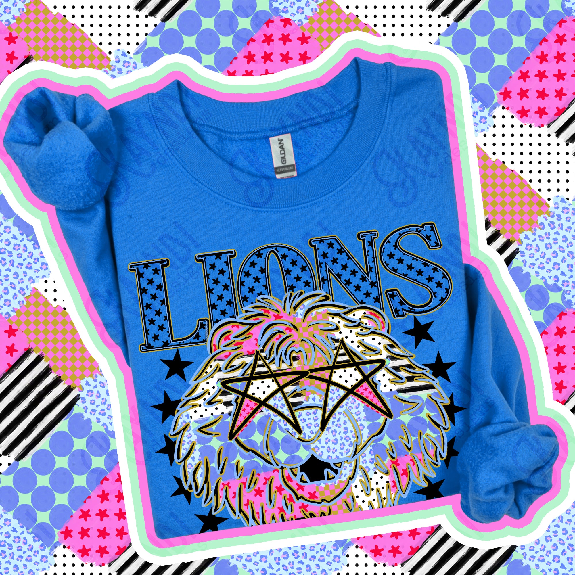 Patchwork Varsity Stars Mascots Lions 2 design