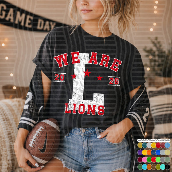 Varsity Initials White Outline Mascots Lions design