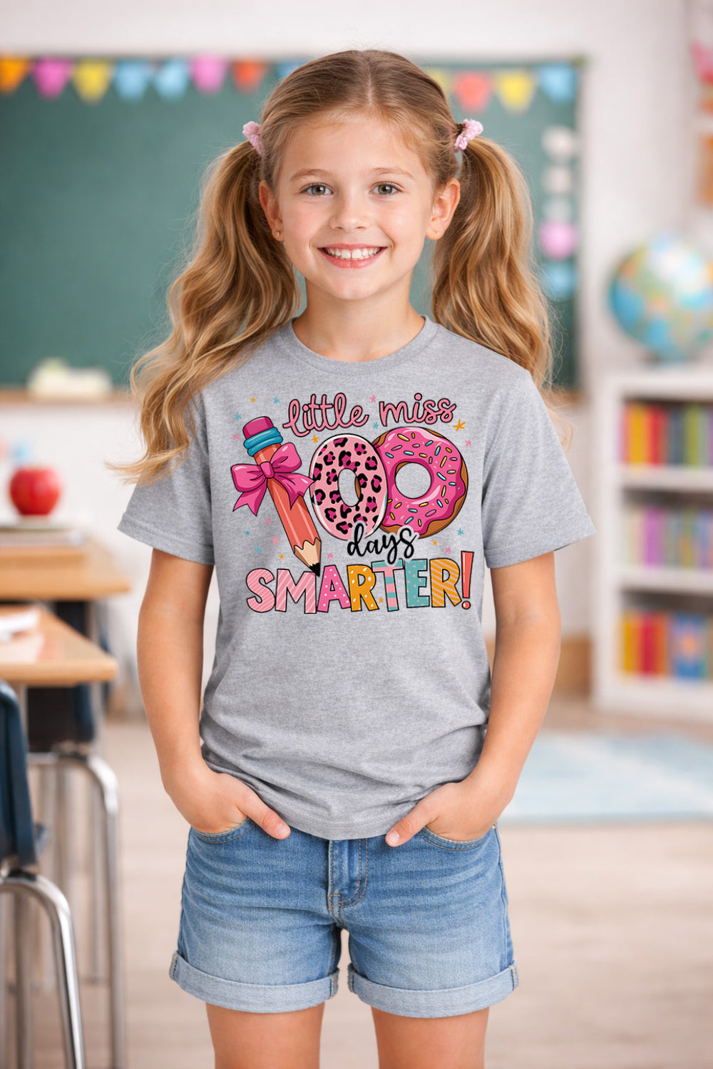 Little Miss 100 Days Smarter DTF transfer design