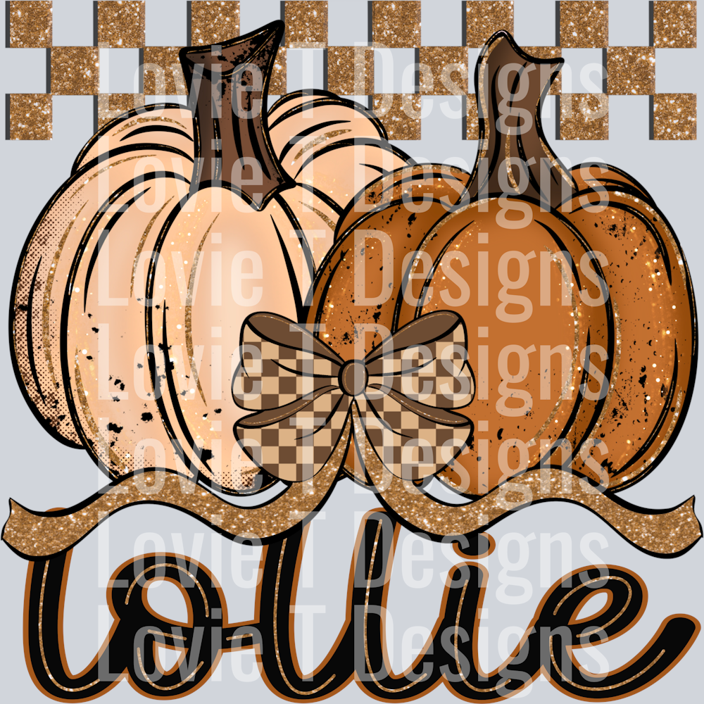 Lollie Fall Checkered Glitter Pumpkin