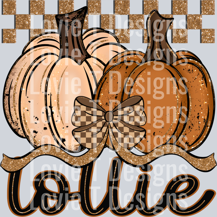 Lollie Fall Checkered Glitter Pumpkin