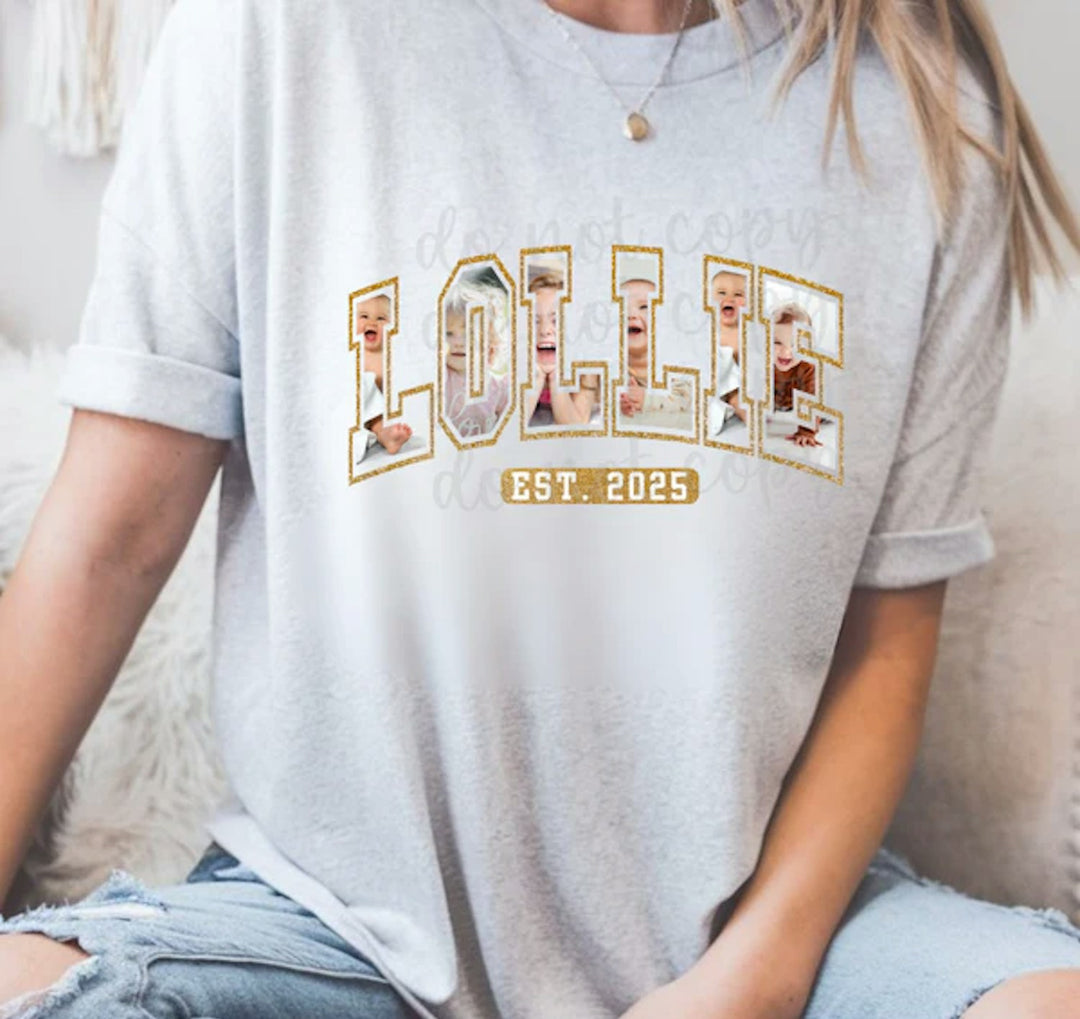 Lollie Est. Date Photo customizable DTF transfer mockup