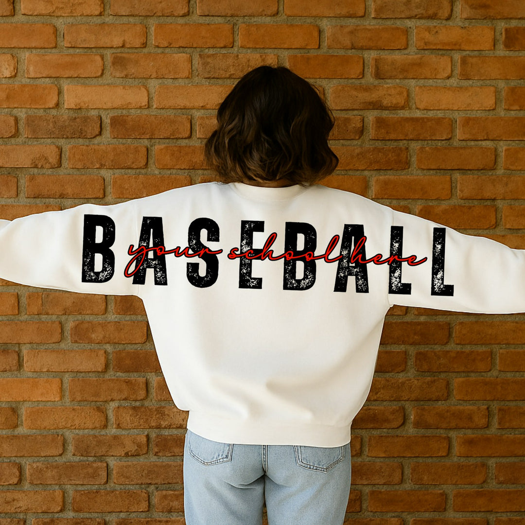 Long Distressed Baseball Big Back customizable DTF transfer