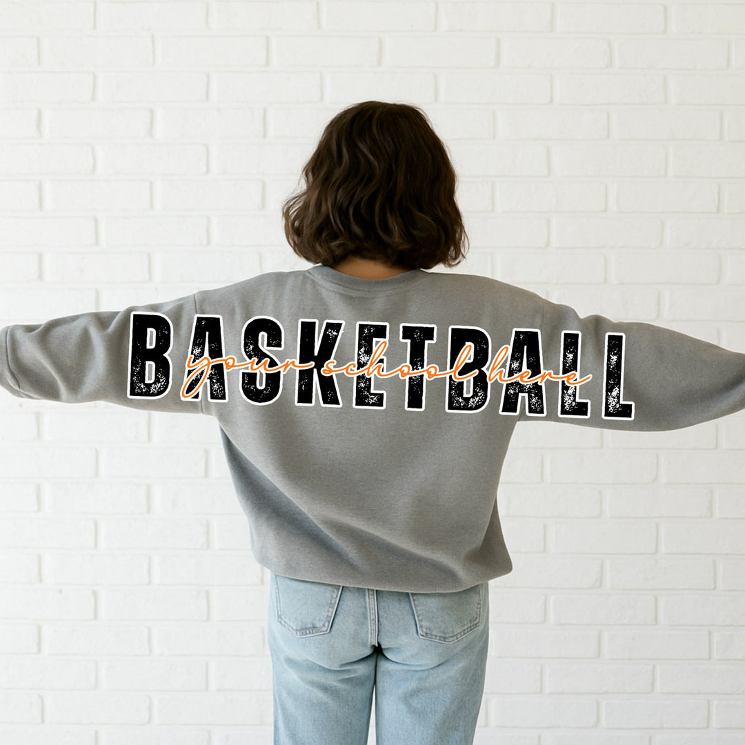 Long Distressed Basketball Big Back customizable DTF transfer