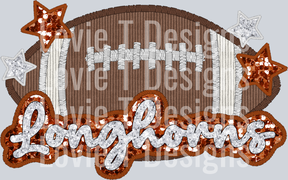 Longhorns Football Faux Applique