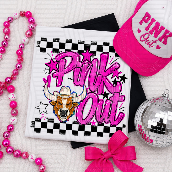 Longhorns Option 2 Pink Out mascot DTF transfer