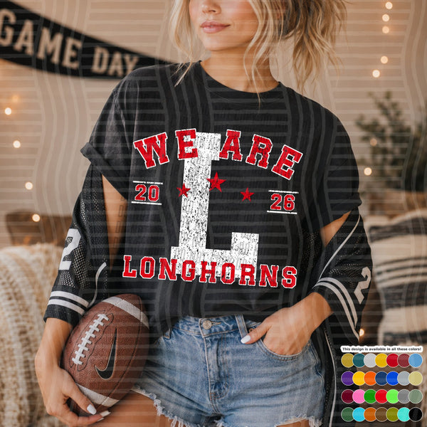 Varsity Initials White Outline Mascots Longhorns design