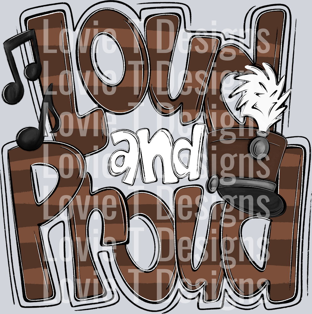 Loud and Proud Doodle Marching Band Brown