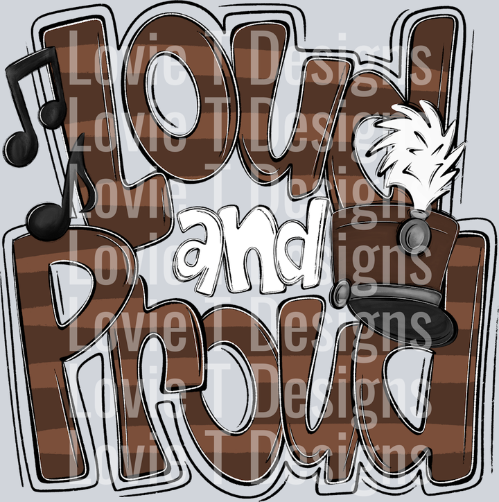 Loud and Proud Doodle Marching Band Brown