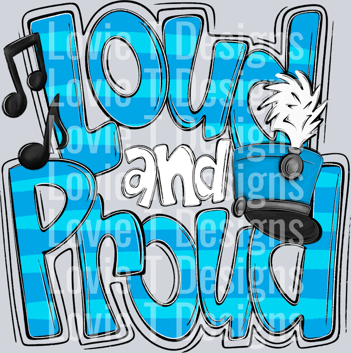 Loud and Proud Doodle Marching Band Columbia Blue