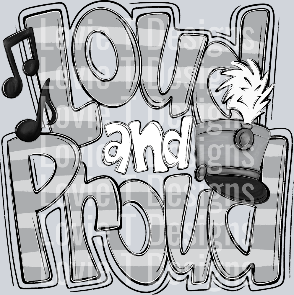 Loud and Proud Doodle Marching Band Light Gray