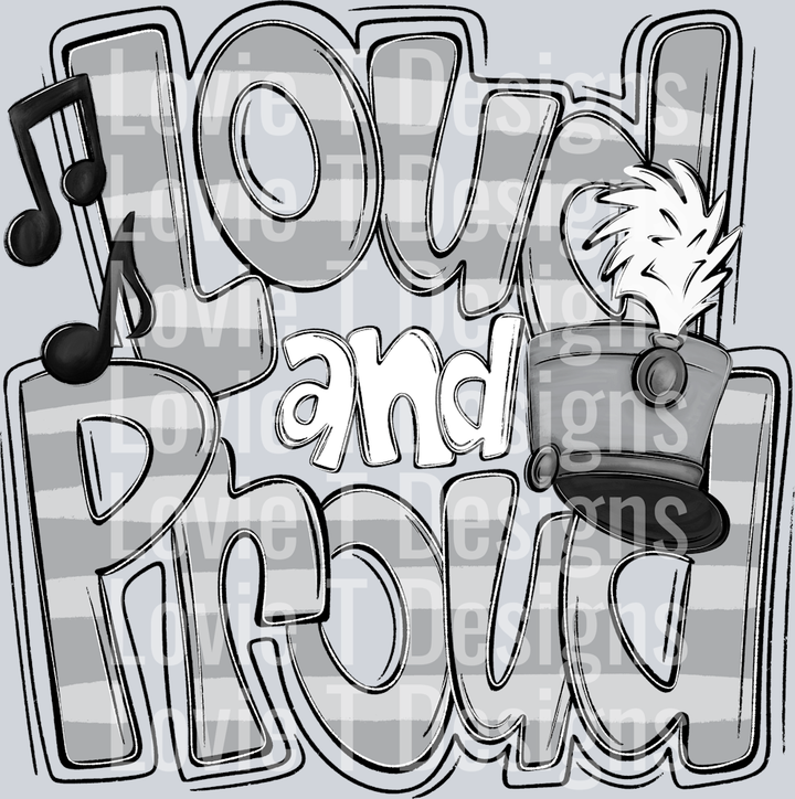 Loud and Proud Doodle Marching Band Light Gray