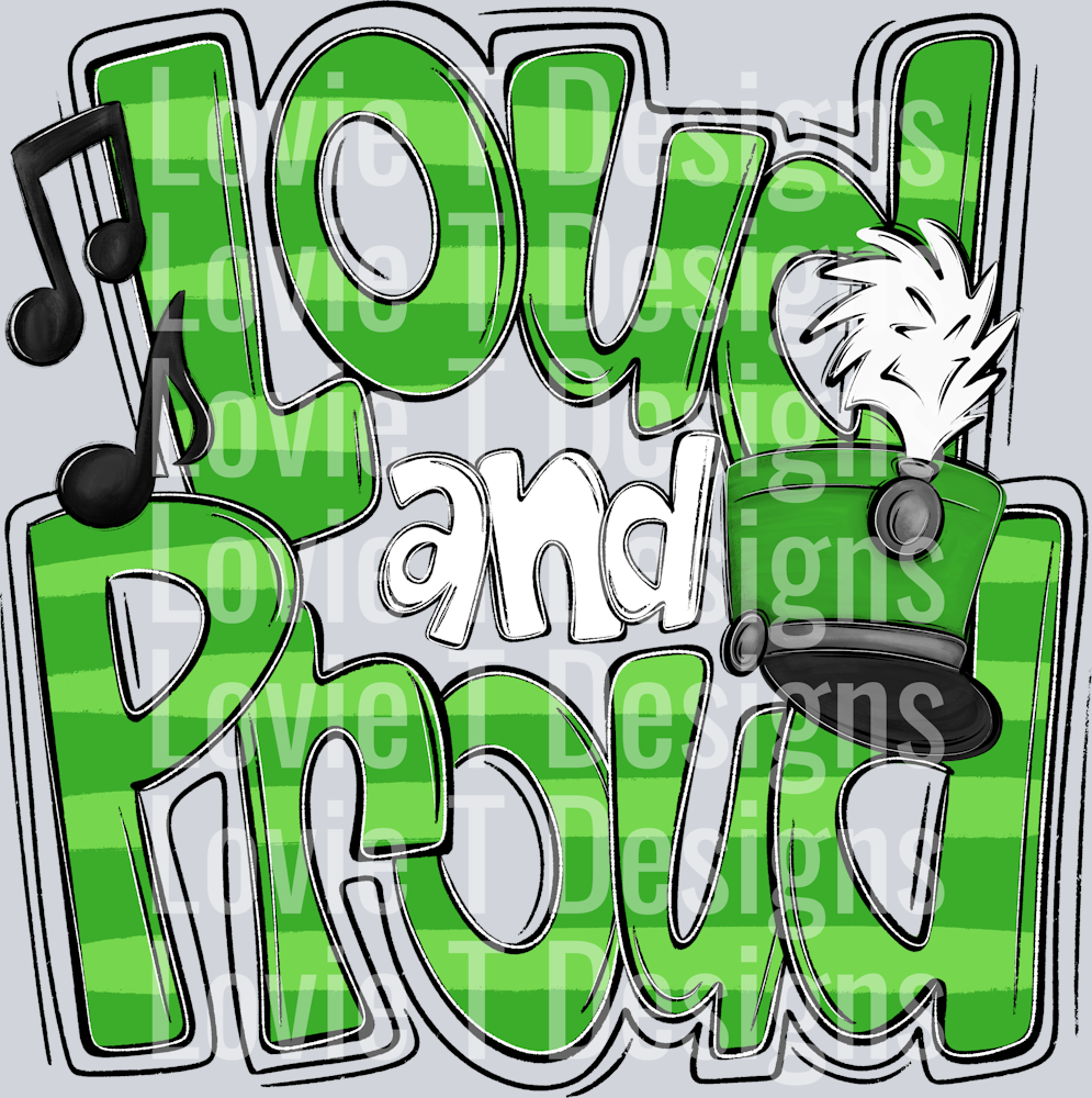 Loud and Proud Doodle Marching Band Lime Green