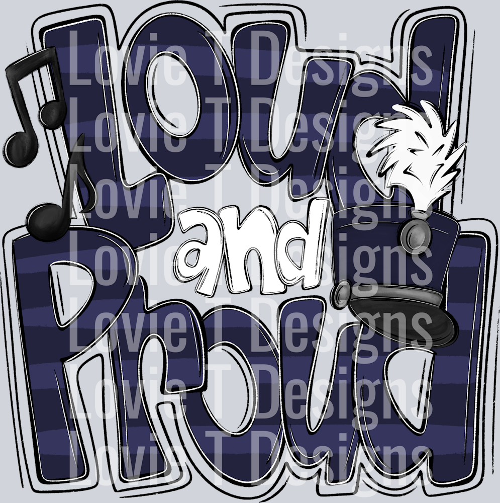 Loud and Proud Doodle Marching Band Navy