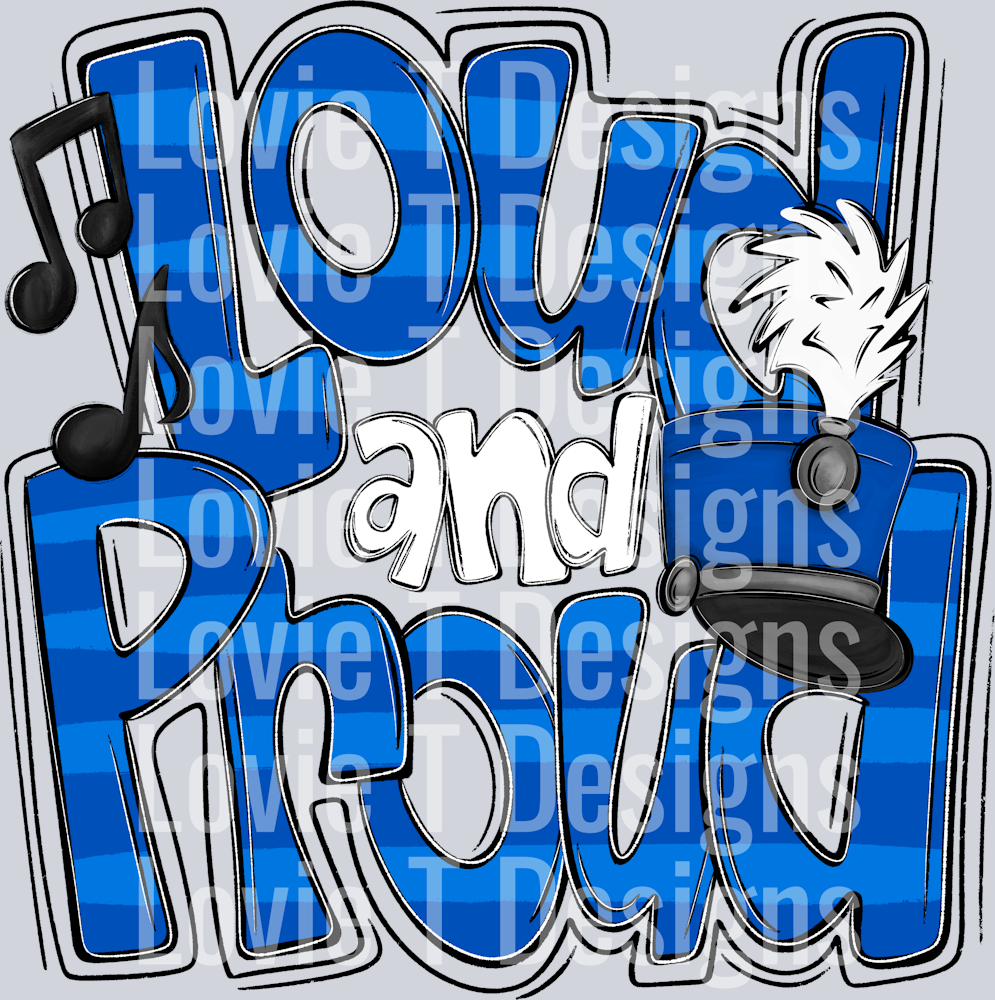 Loud and Proud Doodle Marching Band Royal Blue