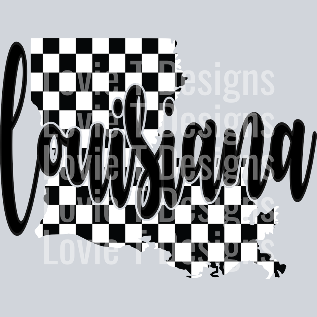 Louisiana Checkered State Black(1) – DTF Transfer – product image