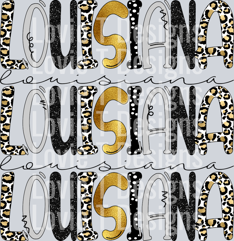 Louisiana Patchwork Stacked Leopard and Gold Foil