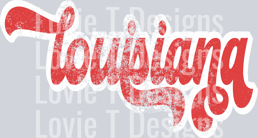 Louisiana Retro Shadow Distressed Red White