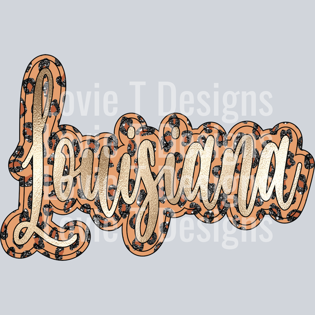 Louisiana Script Leopard Glitter Foil(1) – DTF Transfer
