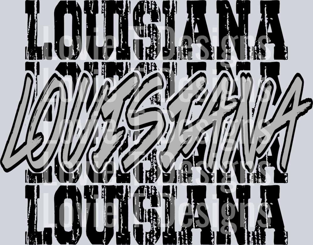 Louisiana Stacked Blk and Gry