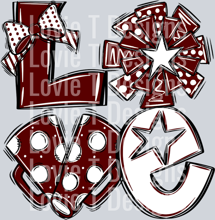Love Cheer maroon wht
