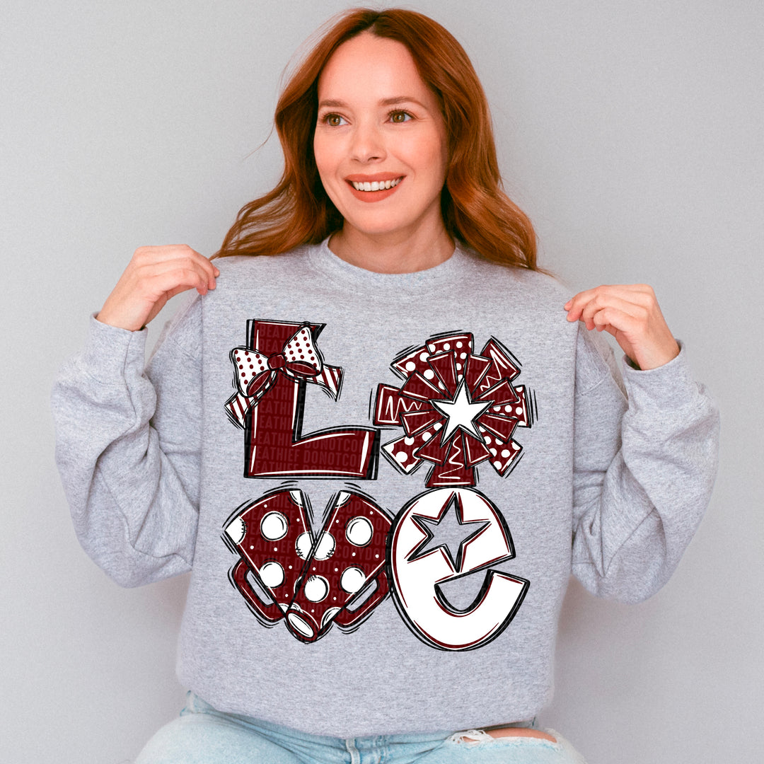 LOVE CHEER MAROON WHT
