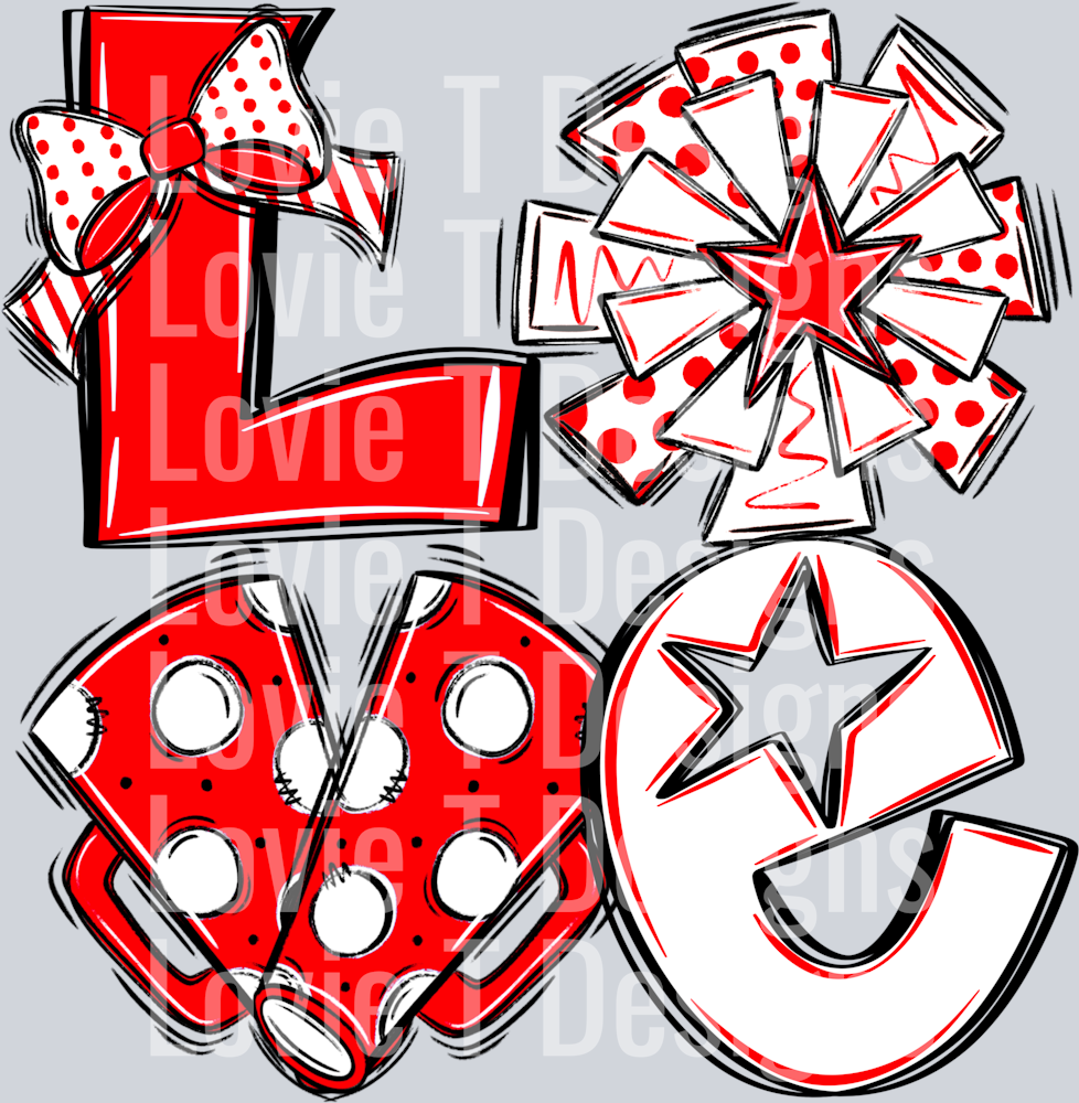 Love Cheer red white black