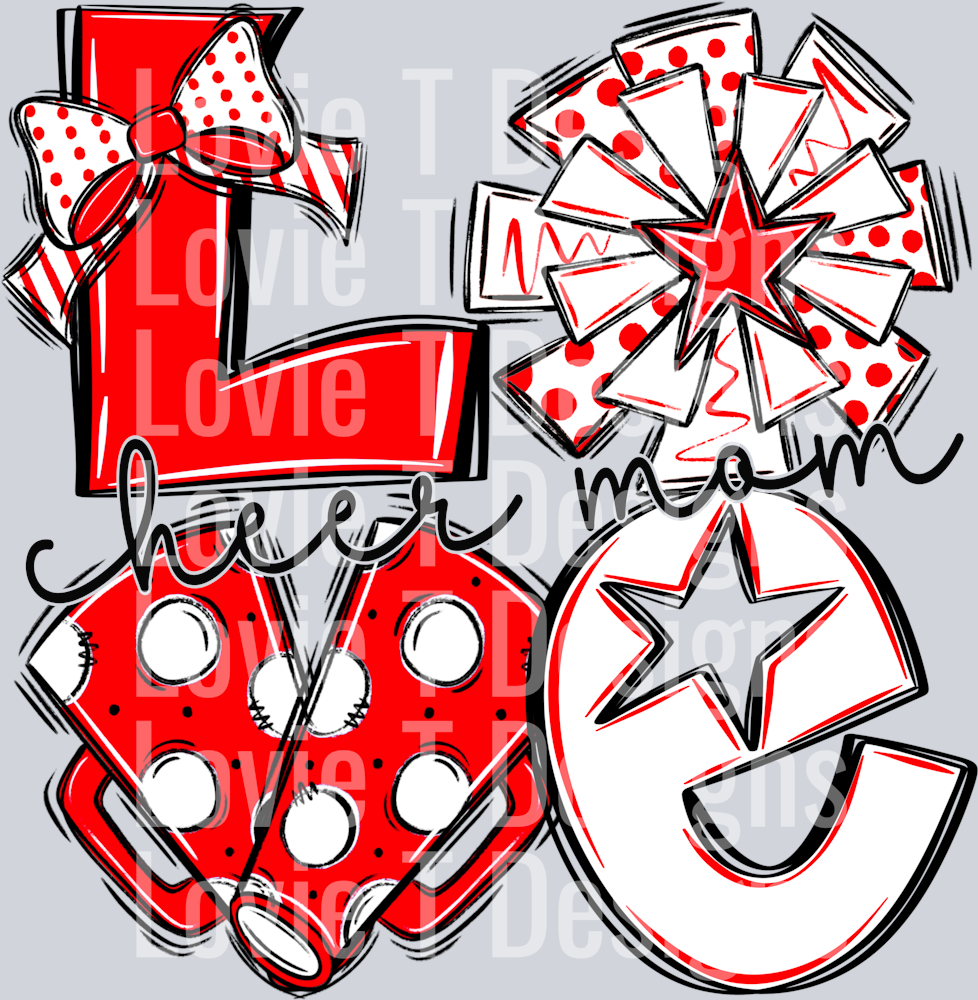 Love Cheer red white black mom