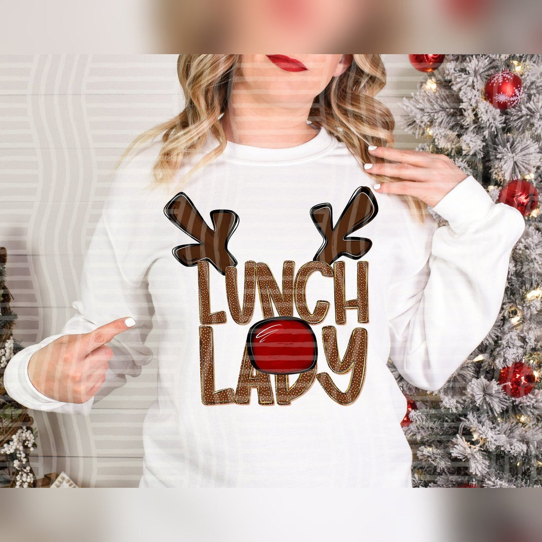 Lunch Lady Deer Antler School Staff DTF transfer