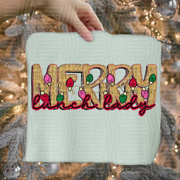 Lunch Lady Merry Lights School Staff DTF transfer