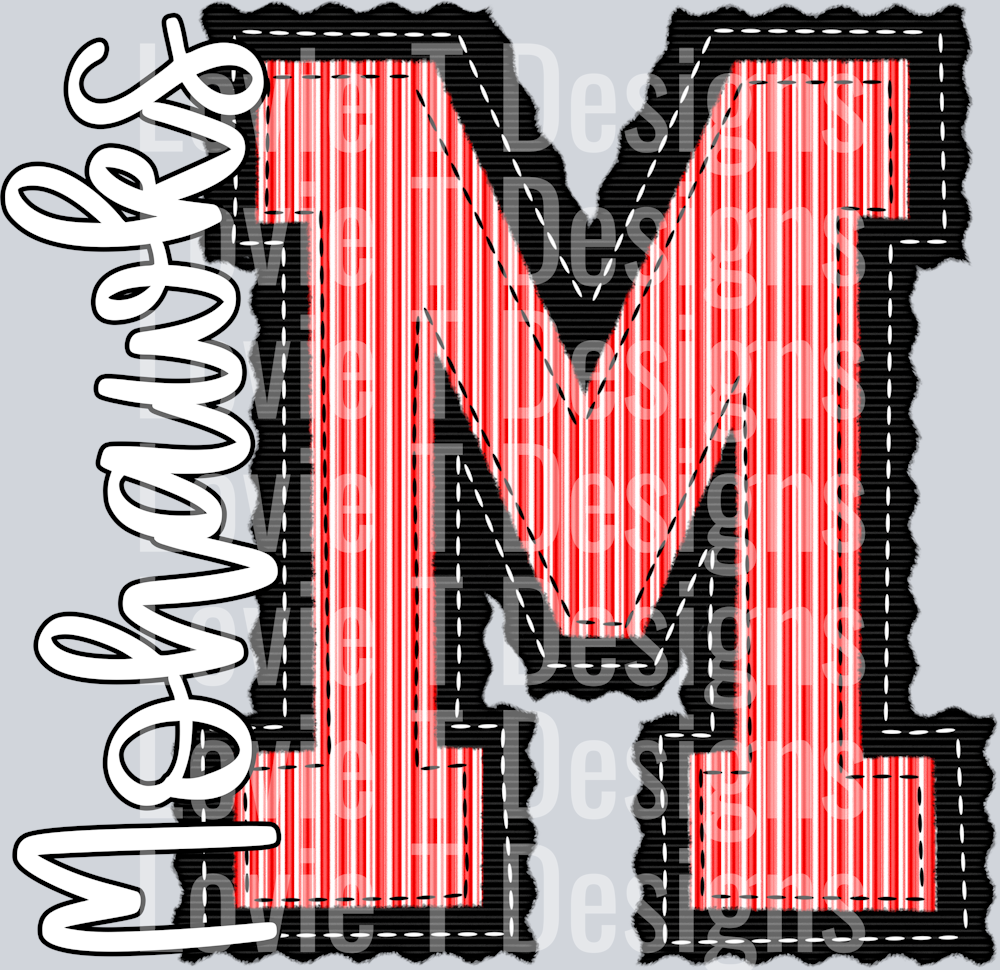 M MOHAWKS BLACK BASE RED TOP PREPSTER - Lovie T Designs