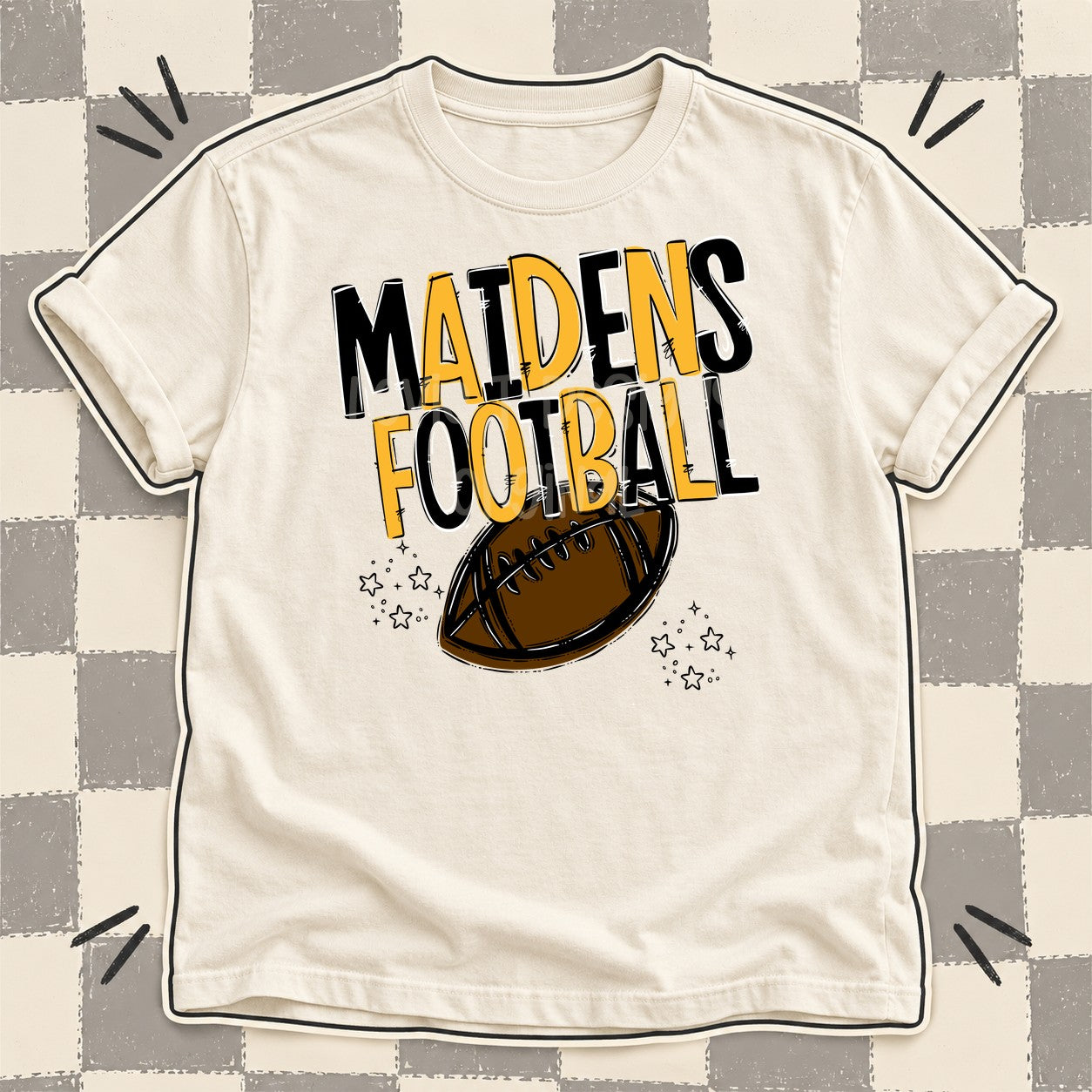 Team Go Football Mascots Maidens Black Yellow Gold design