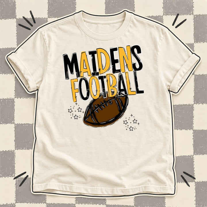 Maidens Black Yellow Gold Team Go Football Mascots DTF transfer mockup