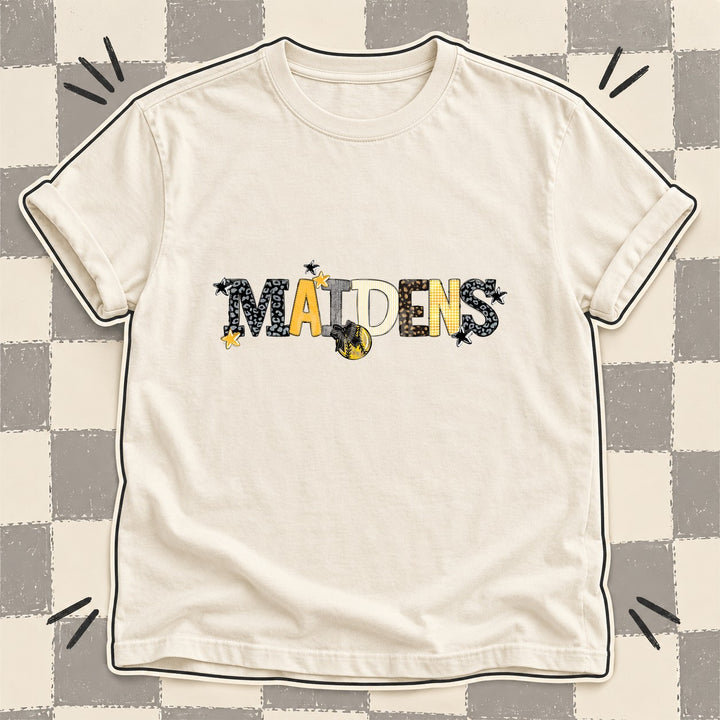 Maidens Black Yellow Gold White Mixed Doodle Softball Mascots – Mascot Colors DTF transfer mockup