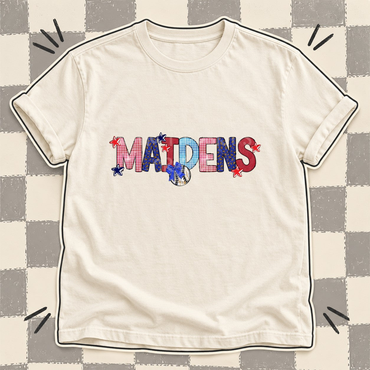 Mixed Doodle Baseball Mascots – Red and Royal Maidens design