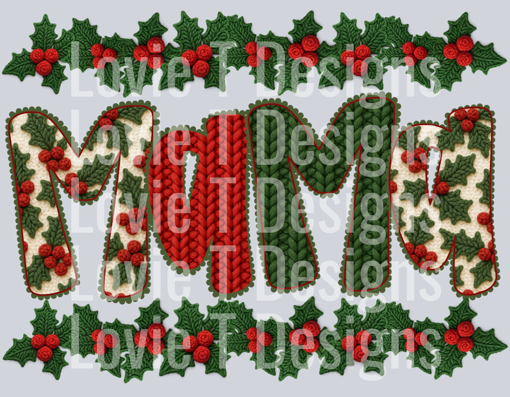 MAMA FAUX YARN WITH HOLLY BORDER