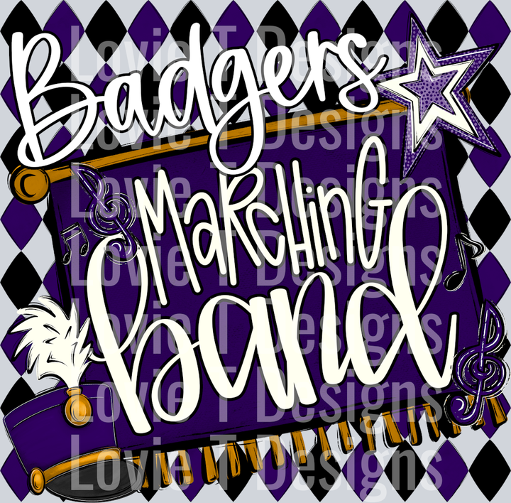 MARCHING BAND ARGYLE PUPRLE BADGERS