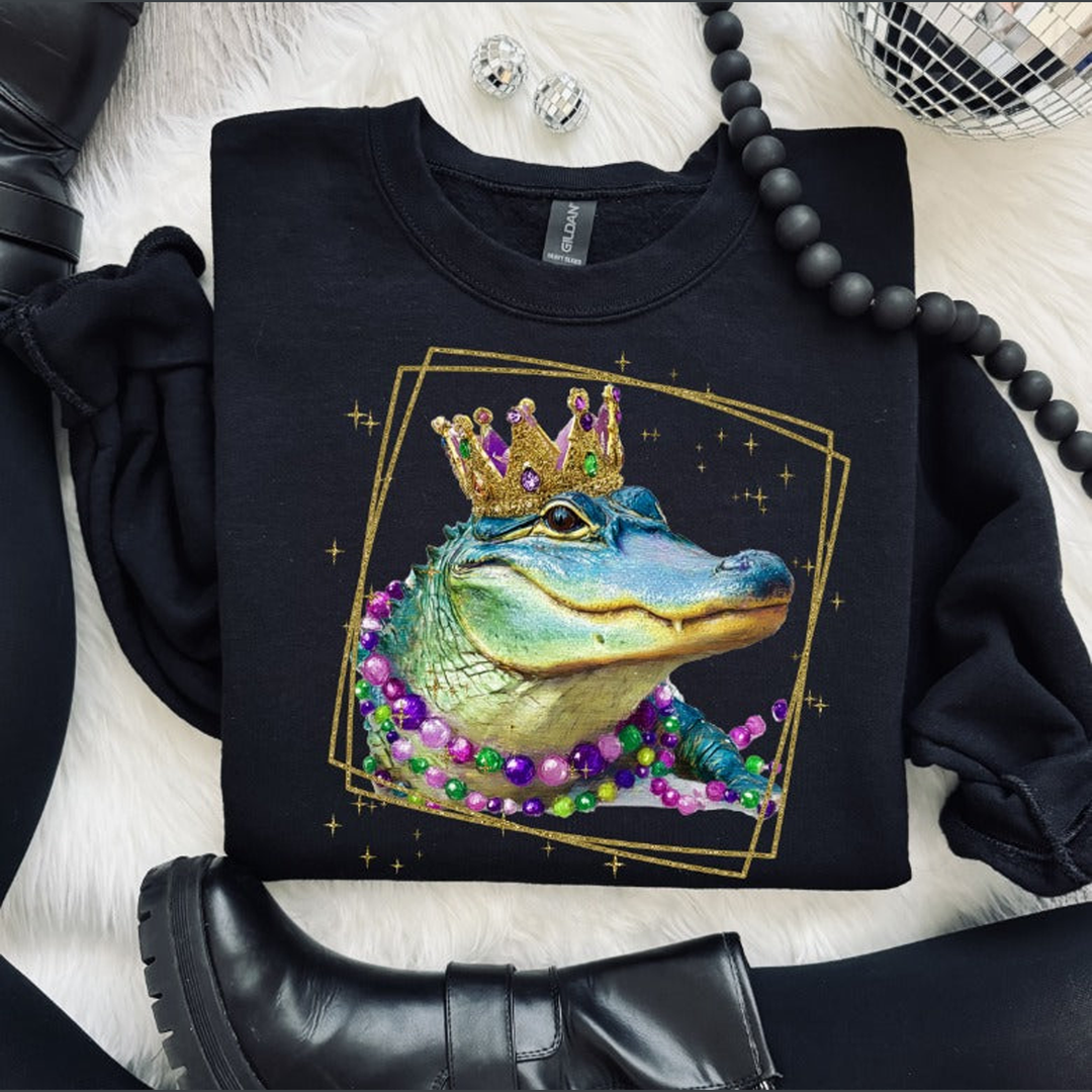 Mardi Gras Gator – DTF Transfer