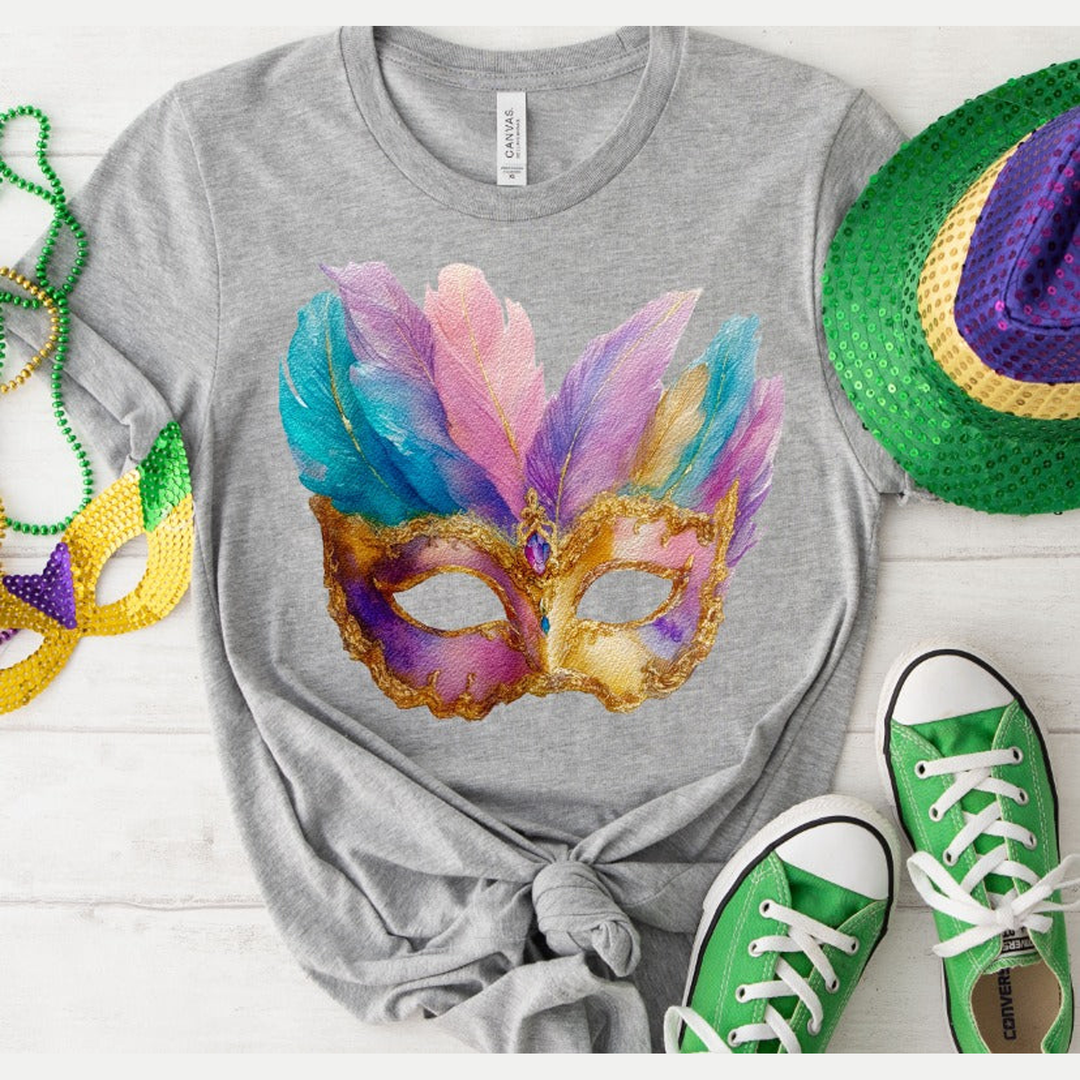 Mardi Gras Mask Watercolor Style – DTF Transfer