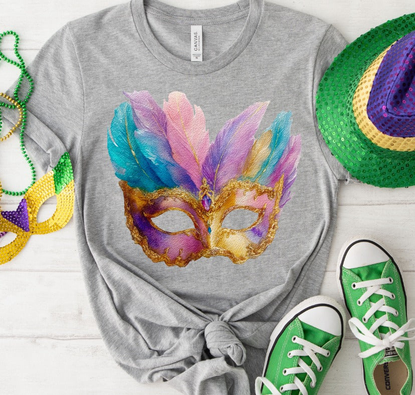 Mardi Gras Mask Watercolor Style DTF transfer design – image 1