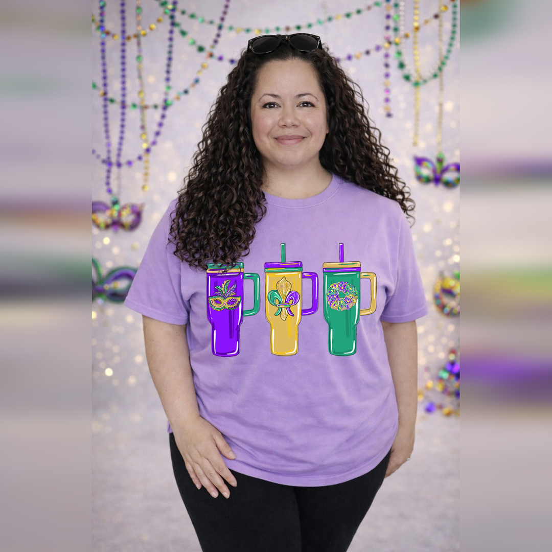Mardi Tumblers Mask Fleur Kingcake – DTF Transfer