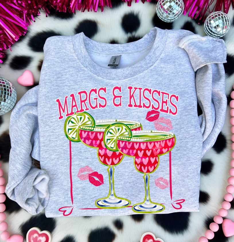 Margs and Kisses Valentine's DTF transfer design
