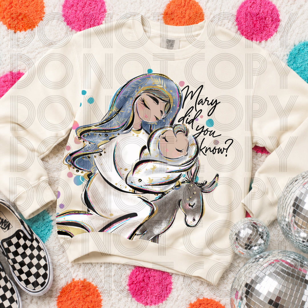Mary Did You Know Christmas DTF transfer mockup