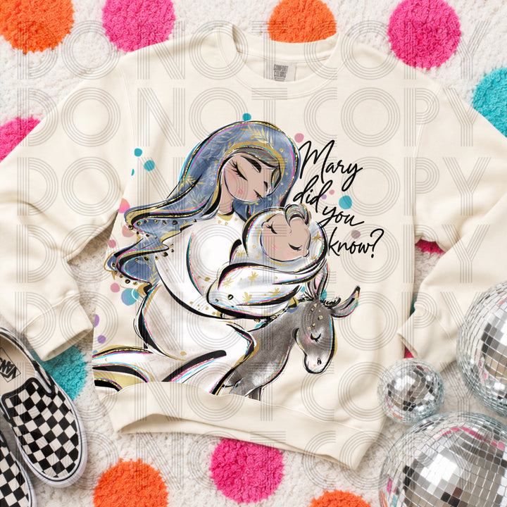 Mary Did You Know Christmas DTF transfer mockup