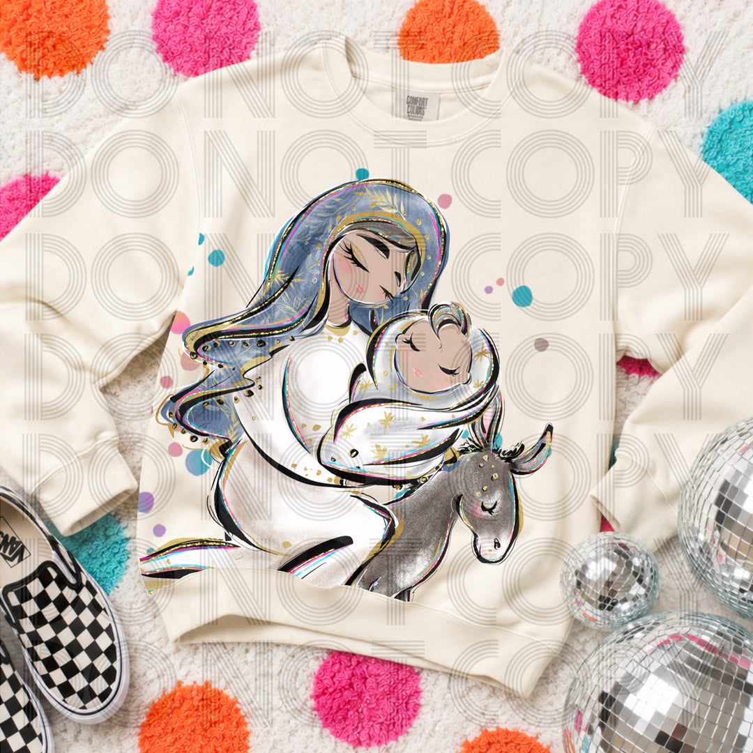 Mary Did You Know No Words Christmas DTF transfer mockup